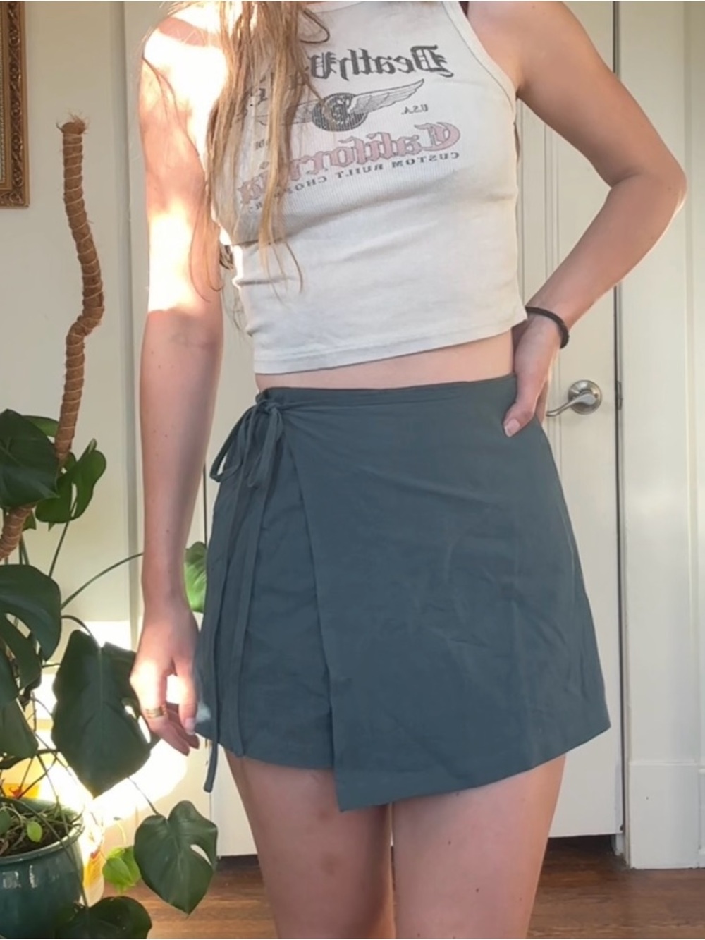Teal wrap skort